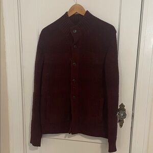 Lands end men’s M shearling lined sweater Burgundy